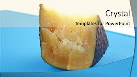  Presentation with blue cheese - Beautiful presentation featuring solid parmesan cheese on blue plastic board backdrop and a blonde colored foreground