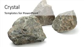  Presentation with rocks - Slide set having solid shapes - three pieces of raw rocks background and a white colored foreground