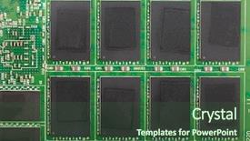  Presentation with engineering red circuit board - Presentation with solid state - ssd drive interior circuit board background and a ocean colored foreground