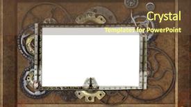  Presentation with steampunk - Theme having solid templates - grunge background with metallic frame background and a tawny brown colored foreground