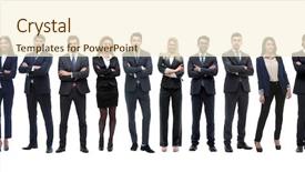  Presentation with successful women entrepreneurs - Cool new presentation theme with solidarity - group of young successful entrepreneurs backdrop and a cream colored foreground