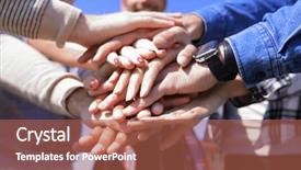  Presentation with solidarity - Colorful slide deck enhanced with solidarity - hands of young people close backdrop and a red colored foreground