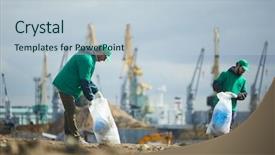  Presentation with solidarity - Audience pleasing presentation theme consisting of solidarity - two volunteers in green uniform backdrop and a lemonade colored foreground
