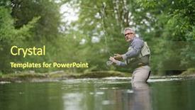  Presentation with fisherman - Presentation theme with fishermen - fisherman fly-fishing in river background and a tawny brown colored foreground