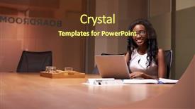  Presentation with black woman - Slides having women sitting desk - young black woman working late background and a tawny brown colored foreground