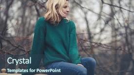  Presentation with public - Slide deck with solitude woman sitting on fence background and a  colored foreground