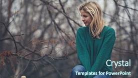  Presentation with public - Colorful PPT theme enhanced with solitude woman sitting on fence backdrop and a  colored foreground