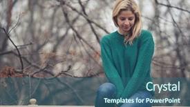  Presentation with public and civic - PPT layouts having solitude woman sitting on fence background and a  colored foreground