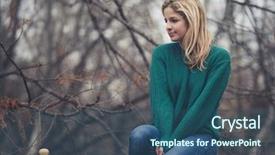  Presentation with public food units - PPT theme featuring solitude woman sitting on fence background and a  colored foreground