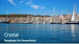  Presentation with clear water - Colorful PPT theme enhanced with sollar - boats in clear blue water backdrop and a ocean colored foreground