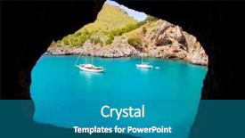  Presentation with anchor - Presentation design having sollar - escorca sacalobra beach view background and a teal colored foreground