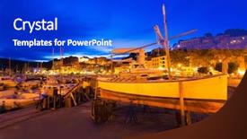  Presentation with vizag port - Slide deck having sollar - port de soller sunset background and a cobalt blue colored foreground