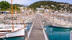  Presentation with port - Beautiful PPT theme featuring sollar - puerto de soller port backdrop and a  colored foreground
