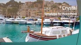  Presentation with port - Beautiful theme featuring sollar - puerto de soller port backdrop and a coral colored foreground