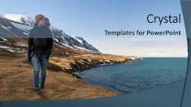  Presentation with traveler - PPT theme consisting of solo independent asian woman traveler background and a light blue colored foreground