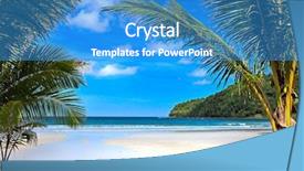  Presentation with solomon - Presentation theme featuring solomon - beautiful tropical beach in thailand background and a teal colored foreground