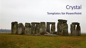  Presentation with stonehenge - Presentation theme with solstice - famous stonehenge in a foggy background and a sky blue colored foreground