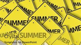  Presentation with highway road sign - Audience pleasing PPT theme consisting of solstice - summer written on multiple road backdrop and a yellow colored foreground