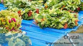  Presentation with festival - Beautiful PPT theme featuring solstice - wreaths of flowers backdrop and a teal colored foreground