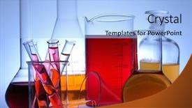  Presentation with solution chemistry - PPT theme having solution chemistry - chemical glassware background and a light blue colored foreground