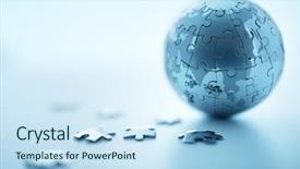  Presentation with global - Slide deck consisting of solution concept - earth jigsaw puzzle background and a sky blue colored foreground
