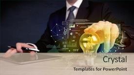  Presentation with glowing light bulb light bulb - Theme with solution concept illustrated by glowing background and a soft green colored foreground