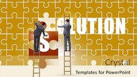  Presentation with solving - Audience pleasing presentation design consisting of solution-concept-with-businessman-solving backdrop and a yellow colored foreground