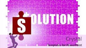  Presentation with solving - Presentation design consisting of solution-concept-with-businessman-solving background and a lilac colored foreground
