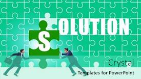  Presentation with solving - Slide set with solution-concept-with-businessman-solving background and a seafoam green colored foreground