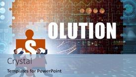  Presentation with solving - Colorful presentation theme enhanced with solution-concept-with-businessman-solving backdrop and a light blue colored foreground