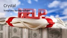  Presentation with crisis - PPT theme enhanced with solution description - crisis help in finance background and a  colored foreground
