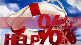  Presentation with orange life buoy splash water - Colorful PPT theme enhanced with solution description - life buoy with percent help backdrop and a  colored foreground