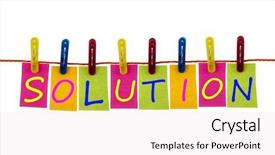  Presentation with solution - Colorful slide deck enhanced with solution word on laundry hook backdrop and a  colored foreground