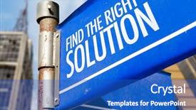  Presentation with on the right track - Presentation theme with find the right solution written on road sign background and a teal colored foreground