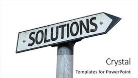  Presentation with solutions - Slide set featuring solutions sign isolated on white background and a  colored foreground