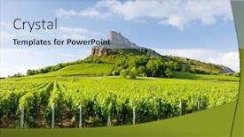  Presentation with vineyards - PPT theme featuring solutre rock with vineyards burgundy france background and a light blue colored foreground
