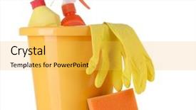  Presentation with loan products - PPT theme featuring solvent chemicals - cleaning products isolated on white background and a yellow colored foreground