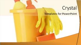  Presentation with cleaning detergents - Beautiful PPT theme featuring solvent chemicals - cleaning products isolated on white backdrop and a  colored foreground