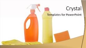  Presentation with diary products - Audience pleasing slides consisting of solvent chemicals - cleaning products isolated on white backdrop and a  colored foreground