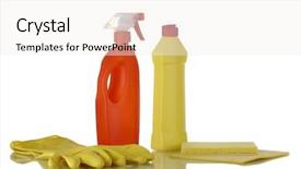  Presentation with cleaning - Amazing slide set having solvent chemicals - cleaning products isolated on white backdrop and a sky blue colored foreground