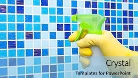  Presentation with chemicals - Audience pleasing PPT theme consisting of solvent chemicals - person doing chores in bathroom backdrop and a light blue colored foreground