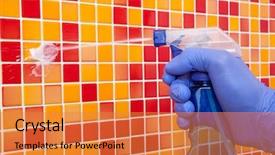  Presentation with bathroom - Colorful theme enhanced with solvent chemicals - person doing chores in bathroom backdrop and a  colored foreground