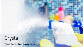  Presentation with bathroom - Cool new theme with solvent chemicals - person doing chores in bathroom backdrop and a light blue colored foreground