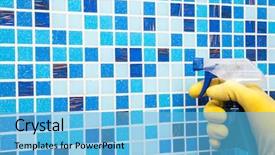  Presentation with tile wall seamless - Audience pleasing slide set consisting of solvent chemicals - person doing chores in bathroom backdrop and a light blue colored foreground