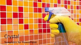  Presentation with bathroom - Audience pleasing presentation design consisting of solvent chemicals - person doing chores in bathroom backdrop and a  colored foreground