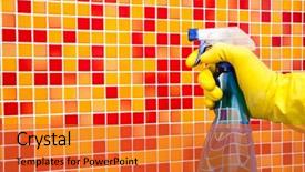  Presentation with tile wall seamless - Audience pleasing theme consisting of solvent chemicals - person doing chores in bathroom backdrop and a  colored foreground