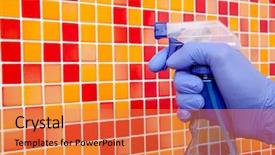  Presentation with red grapefruit orange orange - PPT layouts consisting of solvent chemicals - person doing chores in bathroom background and a  colored foreground