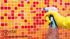  Presentation with bathroom - Amazing slides having solvent chemicals - person doing chores in bathroom backdrop and a  colored foreground