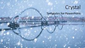  Presentation with pedestrian bridge - Audience pleasing PPT theme consisting of solvesborgsbron pedestrian bridge with falling backdrop and a light blue colored foreground