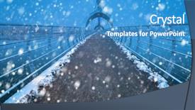  Presentation with pedestrian bridge - Beautiful presentation design featuring solvesborgsbron pedestrian bridge with falling backdrop and a teal colored foreground